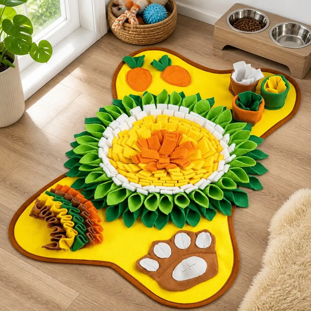 Snuffle Mat Interactive Feeding Toy for Dogs Mental Enrichment 50 x 75 cm Colourful