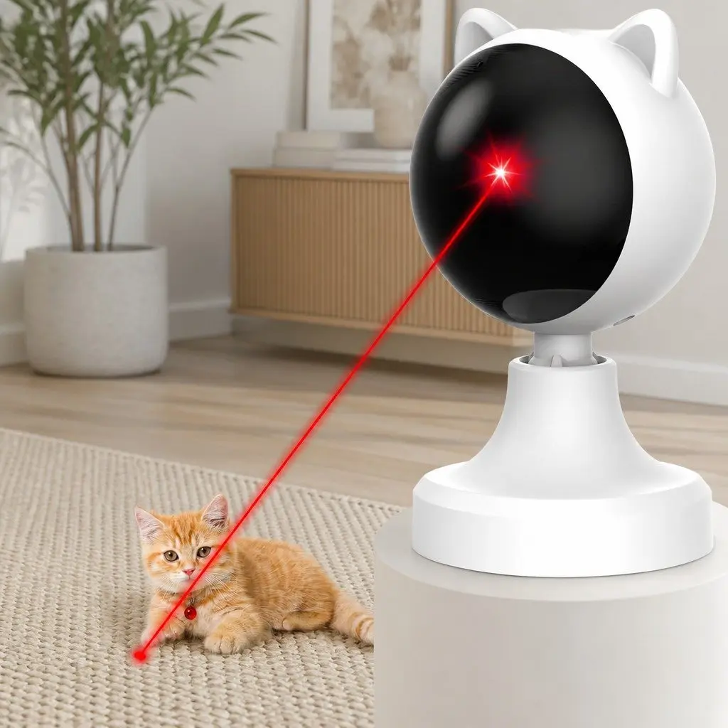 Interactive Laser Toy for Cats USB Rechargeable Adjustable Angle 2 Speed Modes