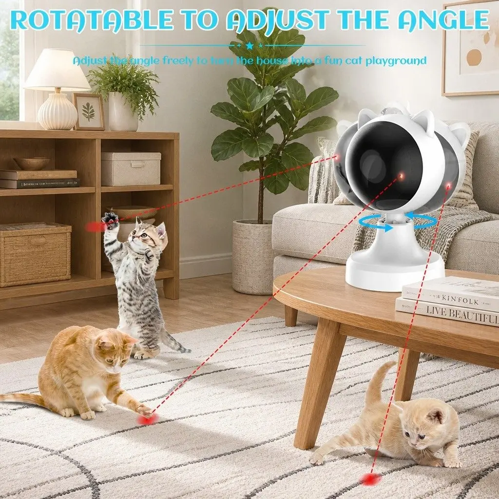 Interactive Laser Toy for Cats USB Rechargeable Adjustable Angle 2 Speed Modes