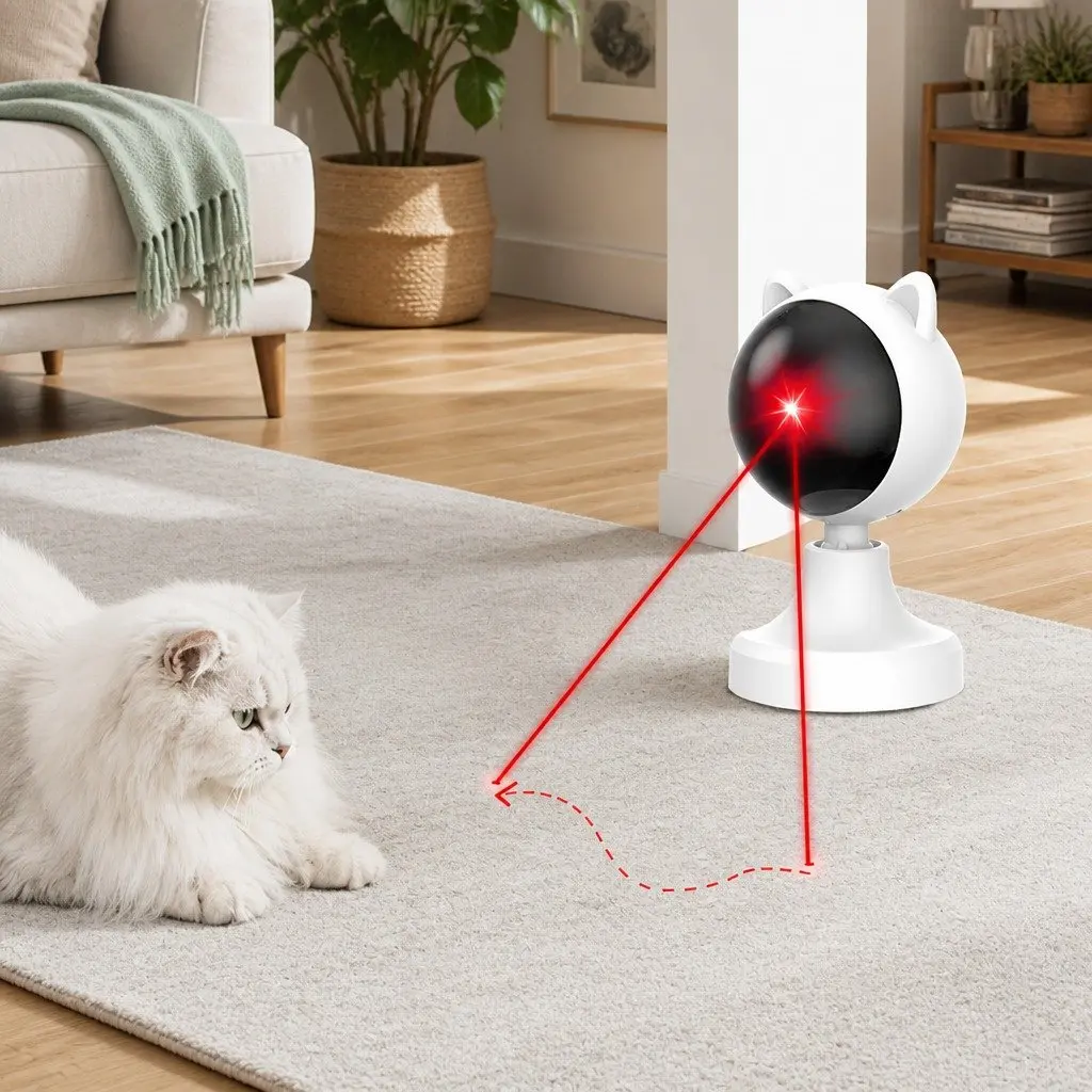 Interactive Laser Toy for Cats USB Rechargeable Adjustable Angle 2 Speed Modes