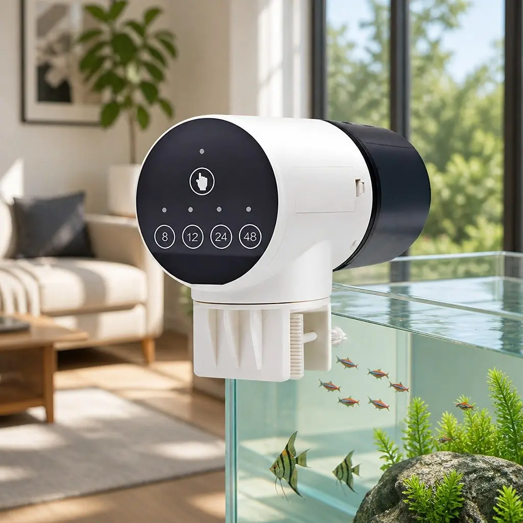 Automatic Fish Feeder Timer Rechargeable Moistureproof 11 x 6 x 15 cm