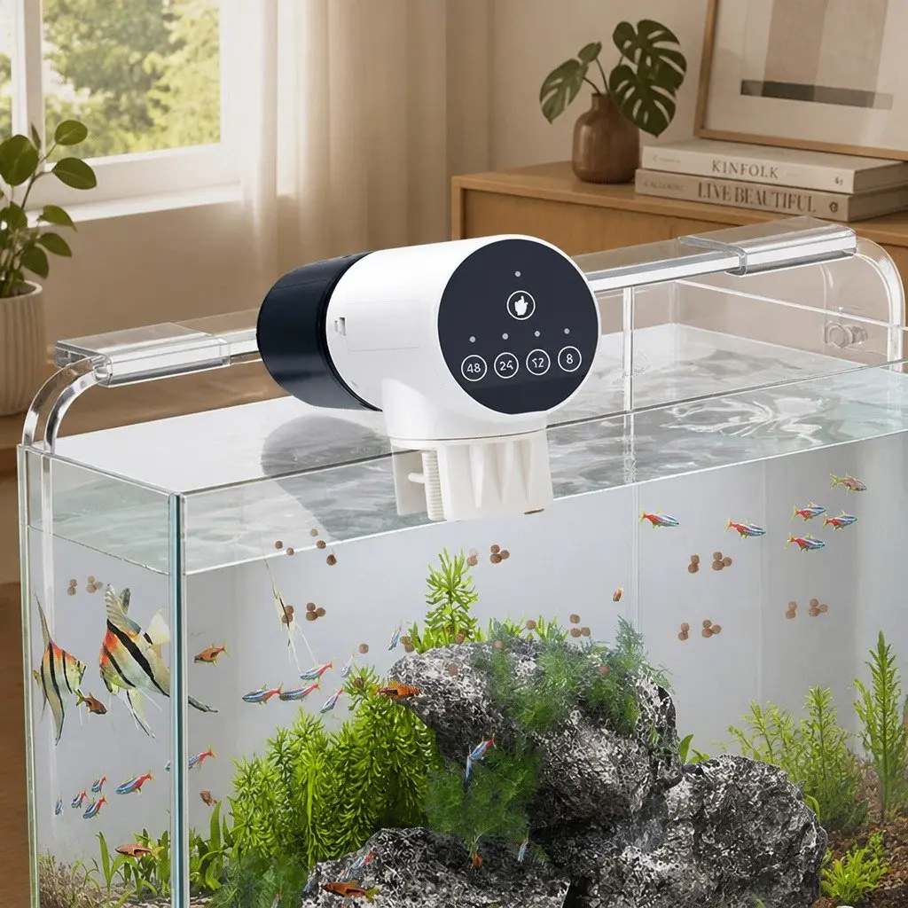 Automatic Fish Feeder Timer Rechargeable Moistureproof 11 x 6 x 15 cm