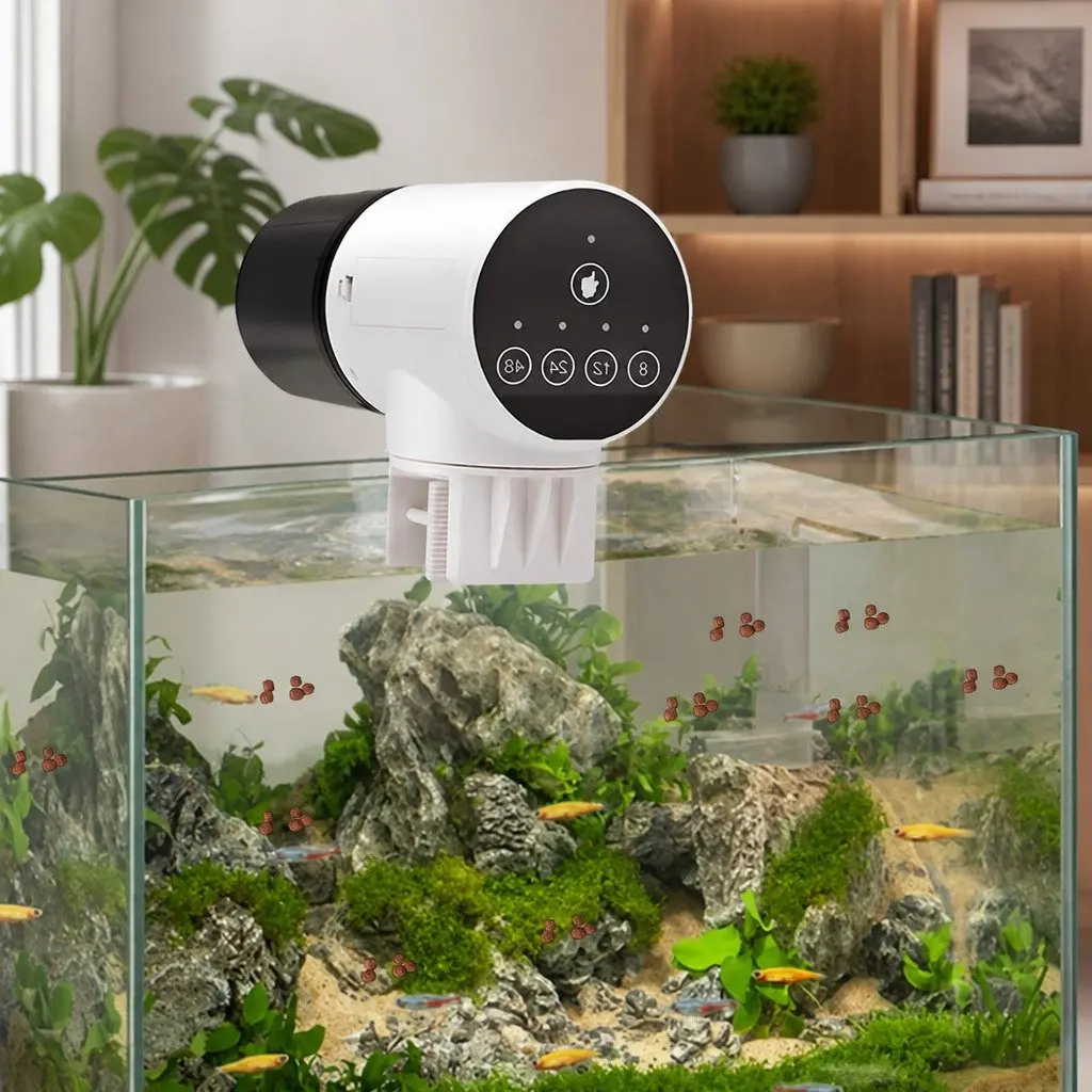 Automatic Fish Feeder Timer Rechargeable Moistureproof 11 x 6 x 15 cm