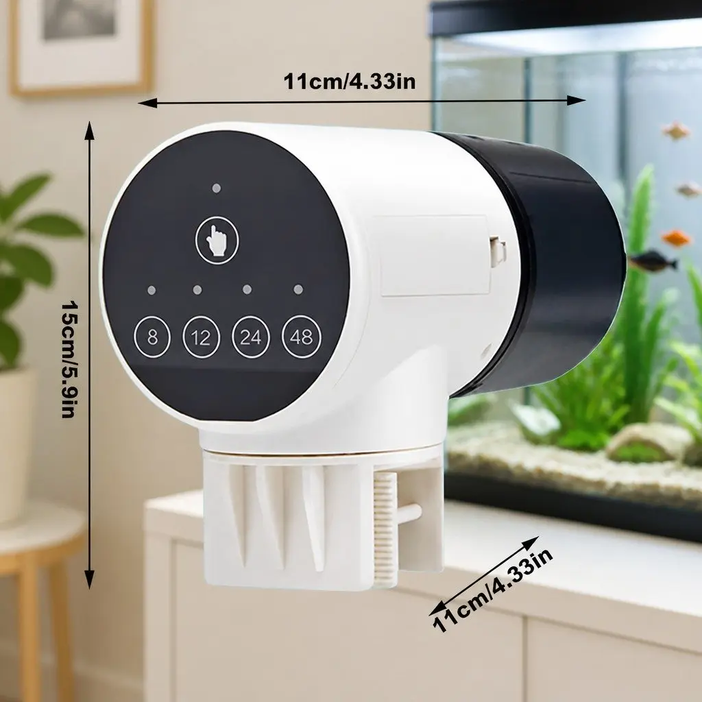 Automatic Fish Feeder Timer Rechargeable Moistureproof 11 x 6 x 15 cm