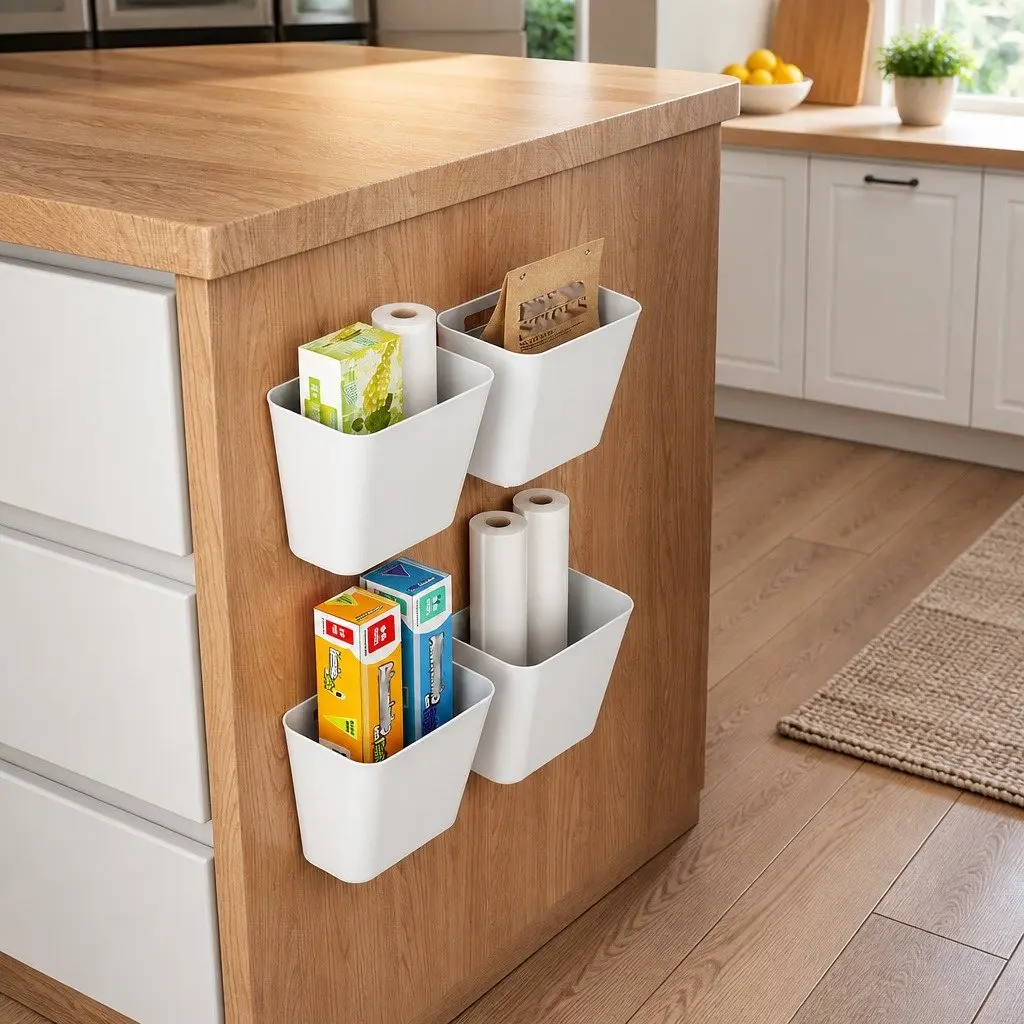 Self-Adhesive Wall Storage Box Set for Kitchen Bathroom Office 15 x 11 x 6 cm 4 Pack