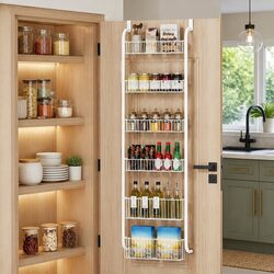 6-Tier Over the Door Organizer Metal Pantry Rack Hanging Baskets Kitchen