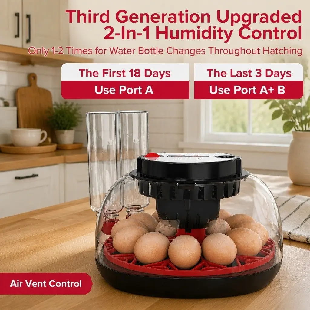 12 Egg Incubator Automatic Turning Temperature Humidity Control LED Display