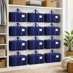 Large Storage Bags 12-Pack with Zippers Handles 95L Capacity Space Saving