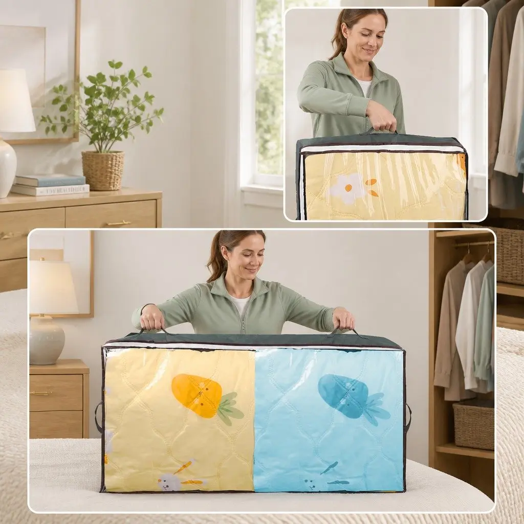 Underbed Storage Bins 90L Large Capacity Containers for Organizing Blankets Comforters Pillows 8 Piece Set
