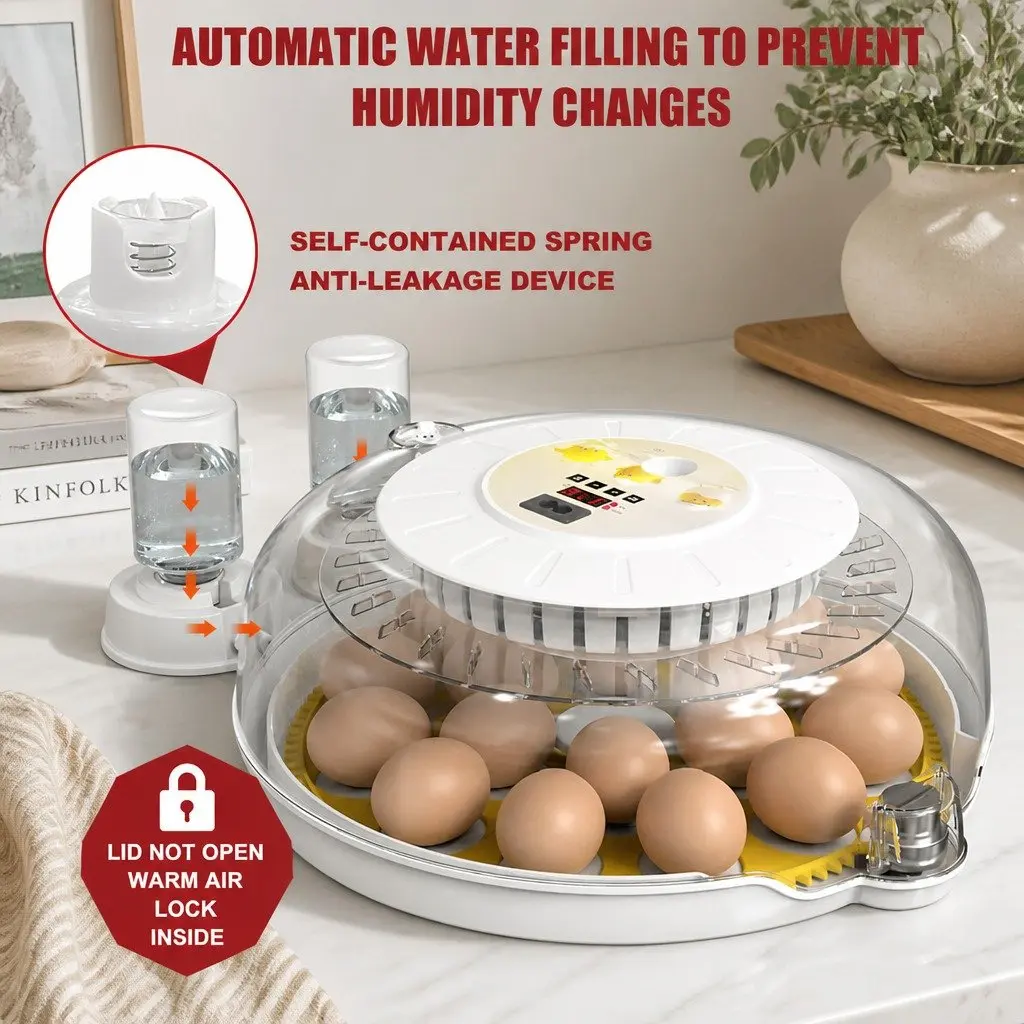 18 Egg Incubator Automatic Turning Temperature Humidity Control LED Display