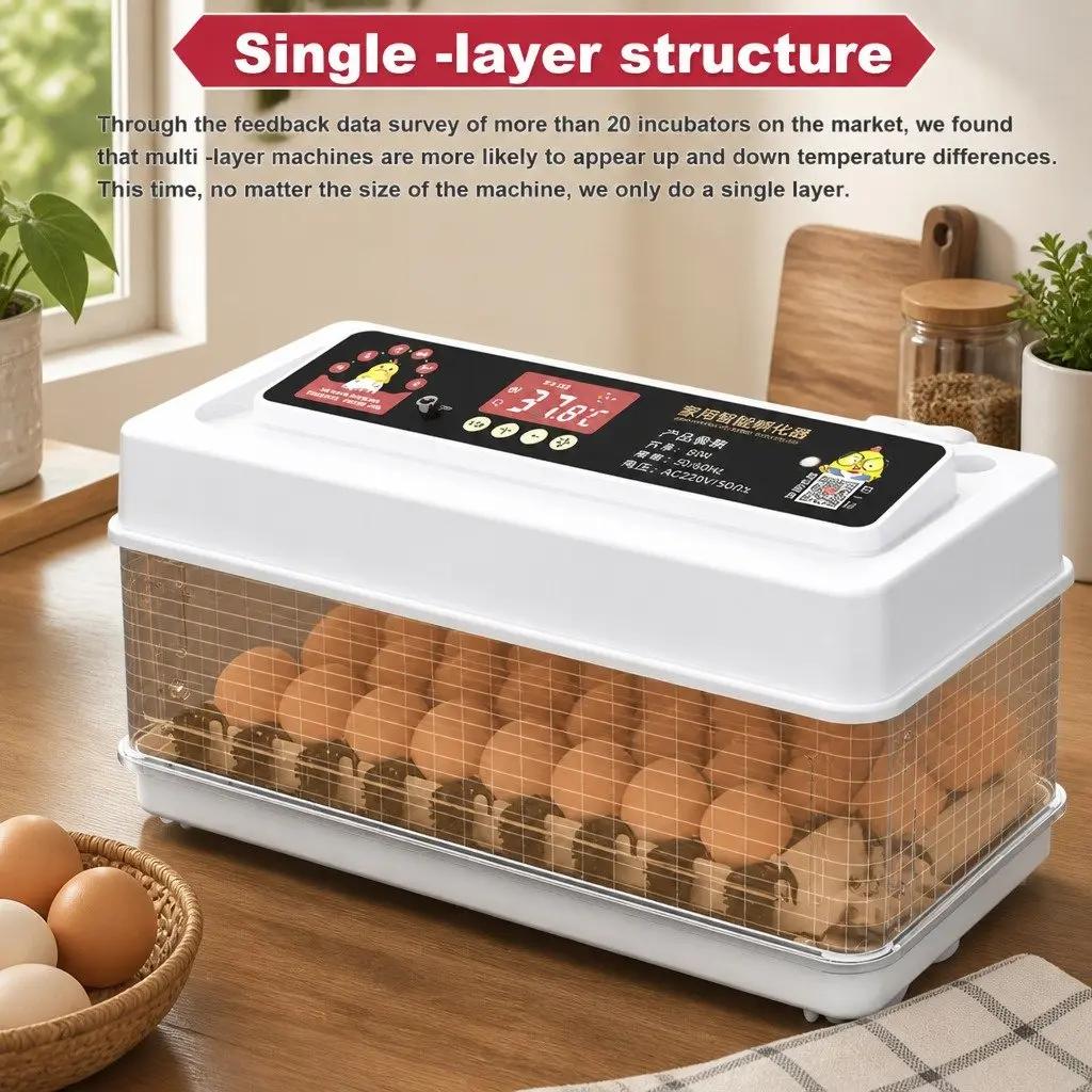 70 Egg Incubator Automatic Turning LED Display Temperature Humidity Control
