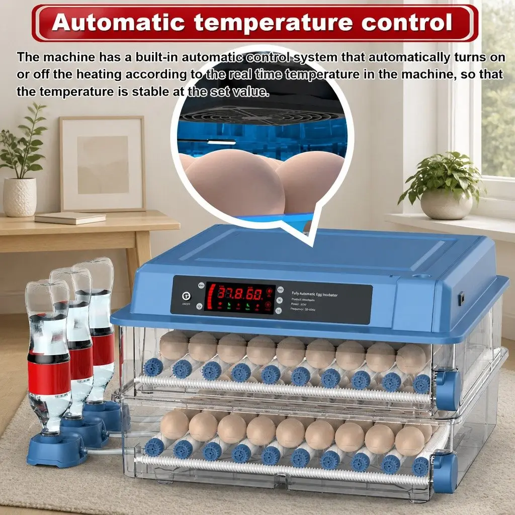 128 Egg Incubator Automatic Turning LED Display Humidity Temperature Control