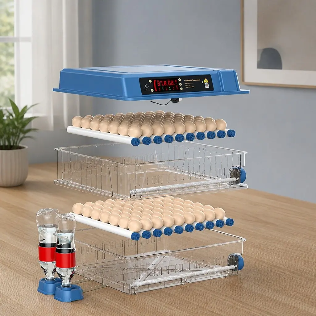 128 Egg Incubator Automatic Turning LED Display Humidity Temperature Control