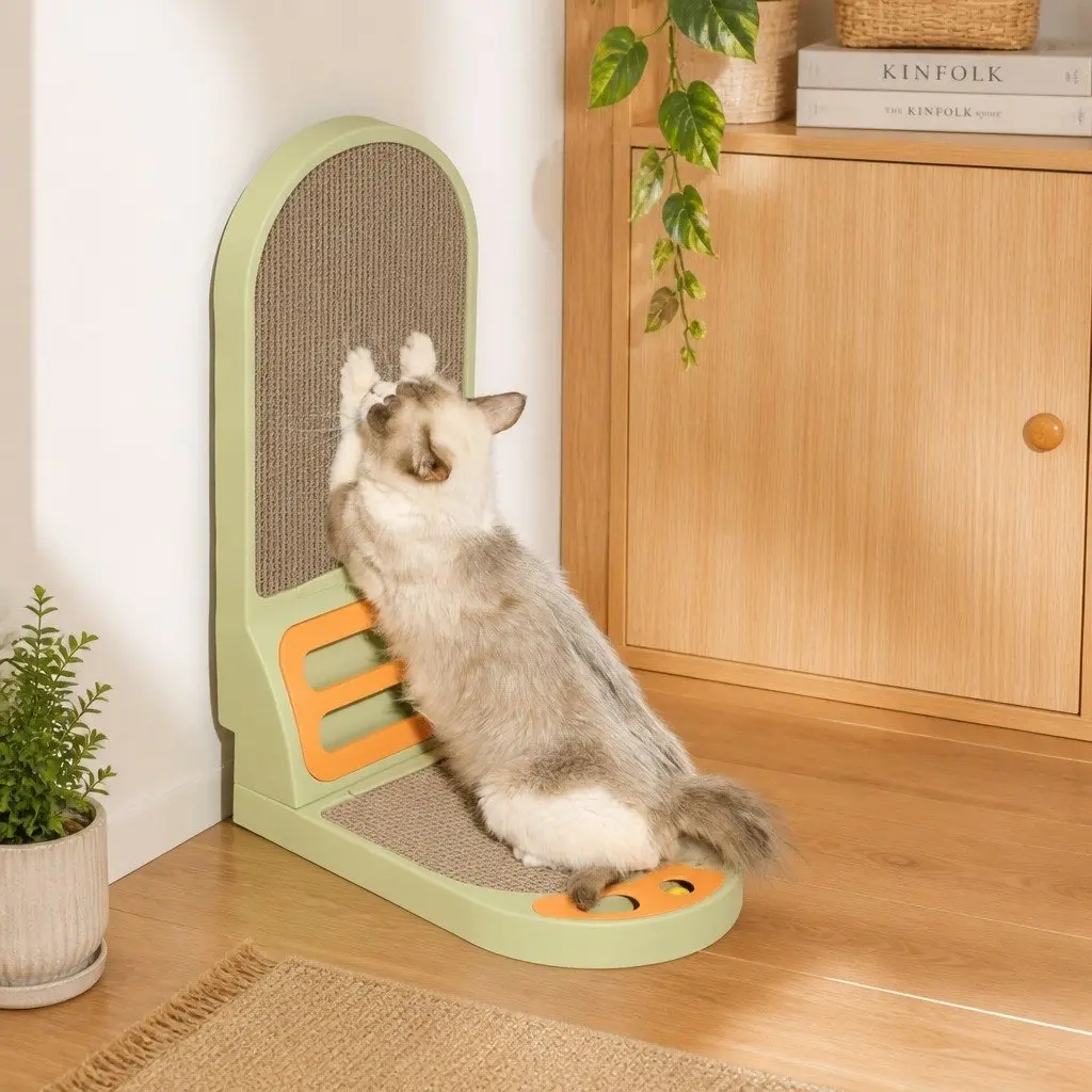 L-Shaped Cat Scratching Board Vertical Indoor Use Corrugated Cardboard 42 x 58 x 27 cm