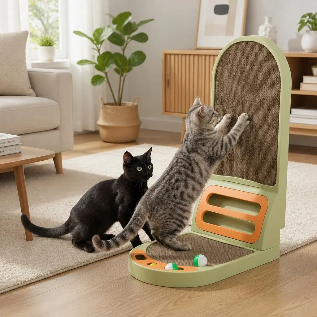 L-Shaped Cat Scratching Board Vertical Indoor Use Corrugated Cardboard 42 x 58 x 27 cm