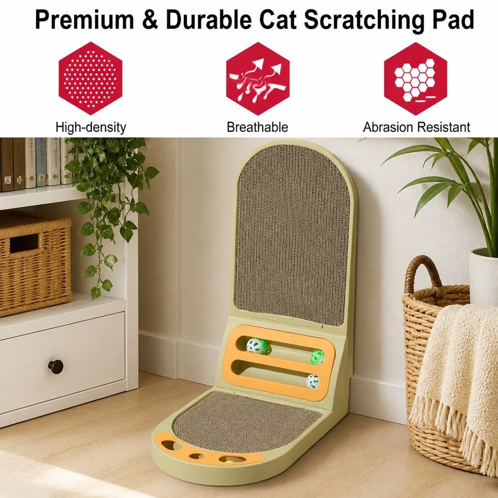 L-Shaped Cat Scratching Board Vertical Indoor Use Corrugated Cardboard 42 x 58 x 27 cm