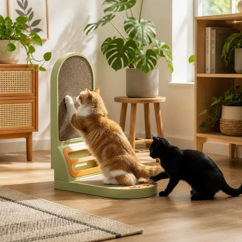 L-Shaped Cat Scratching Board Vertical Indoor Use Corrugated Cardboard 42 x 58 x 27 cm