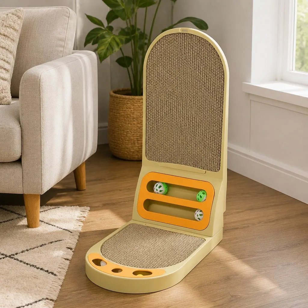 L-Shaped Cat Scratching Board Vertical Indoor Use Corrugated Cardboard 42 x 58 x 27 cm