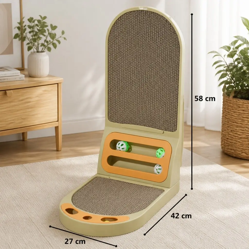 L-Shaped Cat Scratching Board Vertical Indoor Use Corrugated Cardboard 42 x 58 x 27 cm