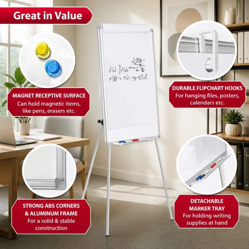 Whiteboard Easel Portable Magnetic Dry Erase Board Adjustable Tripod Stand