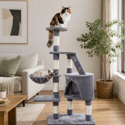 Cat Tree 120cm Indoor Cats Condo Hammock Plush Perch Scratching Posts Kittens
