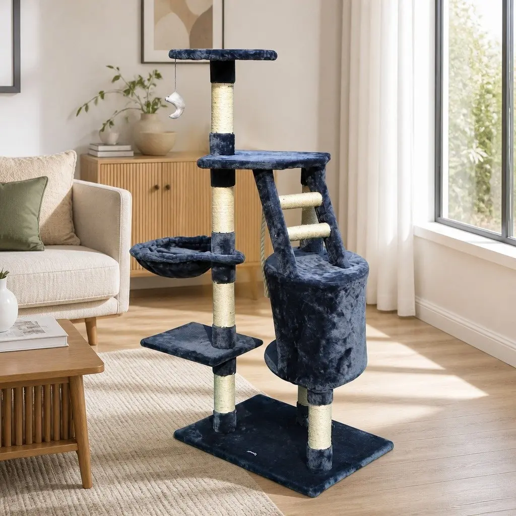 Cat Tree Indoor Cats Condo 120cm Plush Hammock Scratching Posts