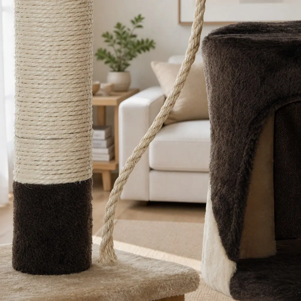 Cat Tree Multi-Level 140cm Indoor Cats Plush Perch Sisal Scratching Posts Condo Beige