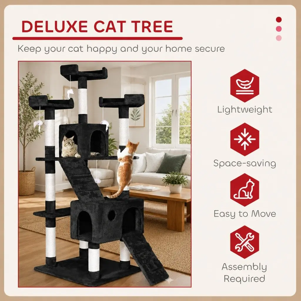Cat Tree Tower Multi-Level Indoor Cats 180cm Black