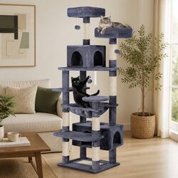 Cat Tree Tower 180cm Indoor Cats Plush Perches Dual Condos Sisal Scratching