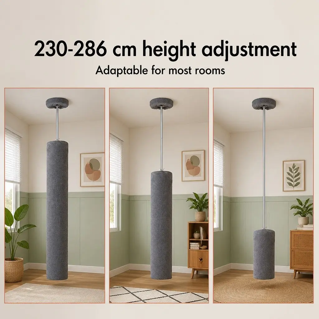 Cat Tree Tower Indoor Adjustable Height 230-286cm Grey