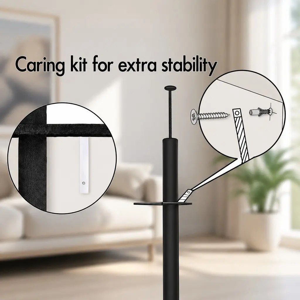 Cat Tree Tower Indoor Adjustable Height 230-286cm Black 4 Platforms