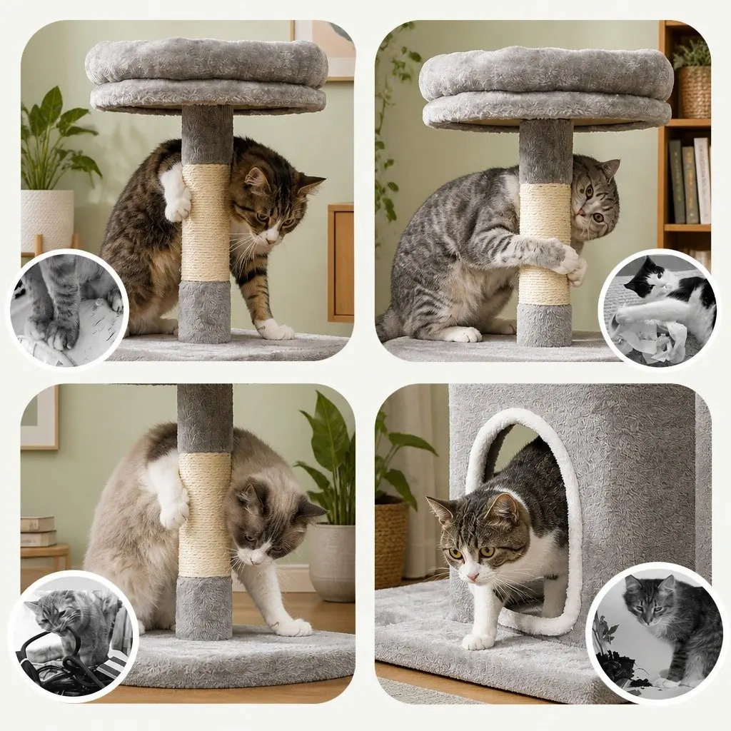 Cat Tree Tower Multi-Level Condo Plush Perch Indoor Cats 48 x 110 x 40 cm