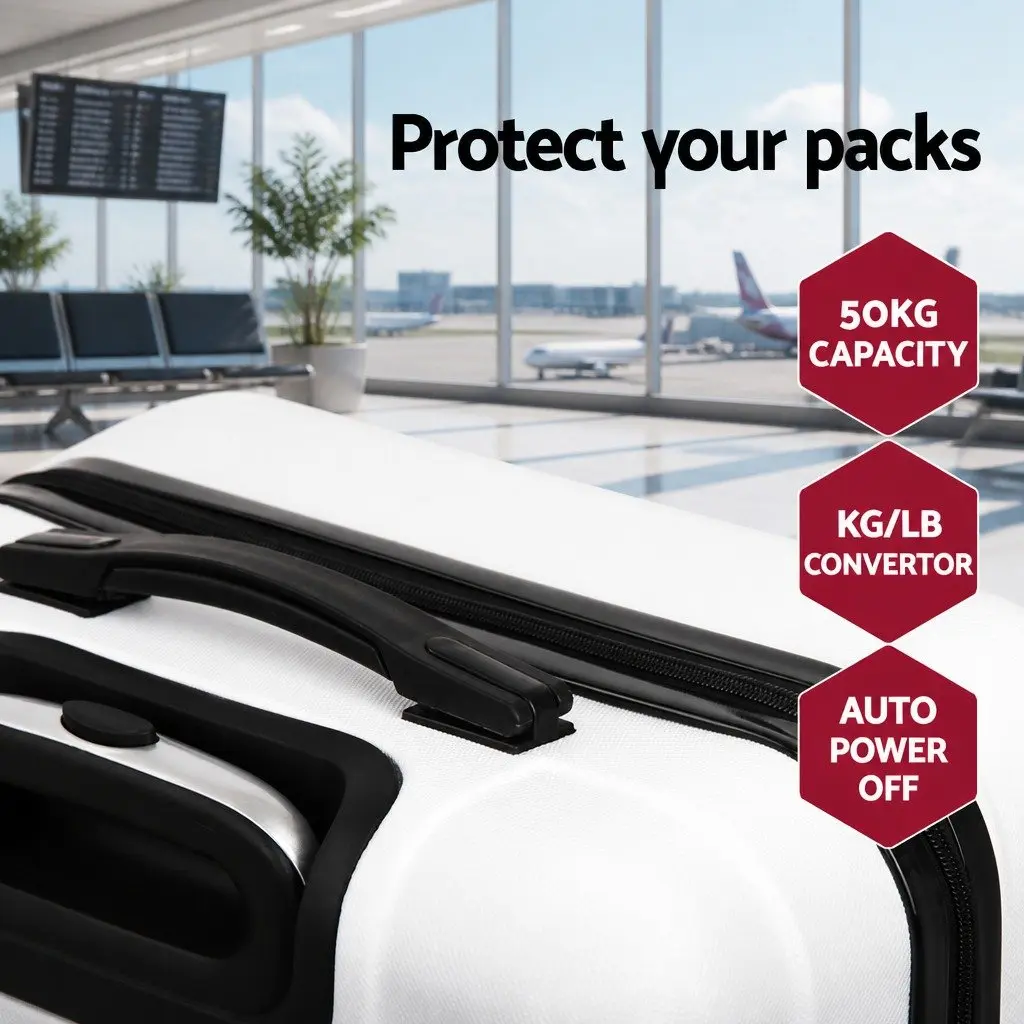 Hard Shell Luggage Set 2 Piece 20" 28" Carry On Suitcase White