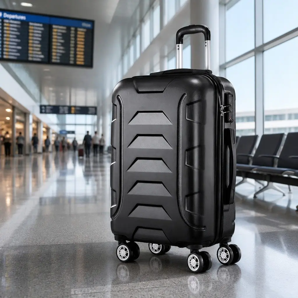 20 Inch Hard Shell Luggage Carry On Suitcase Travel Spinner Wheels Code Lock Black