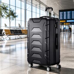 28 Inch Hard Shell Luggage Spinner Carry On Travel Suitcase TSA Lock Black