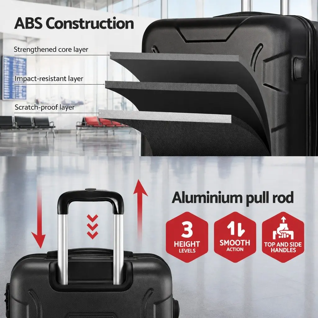 28 Inch Hard Shell Luggage Travel Suitcase Black