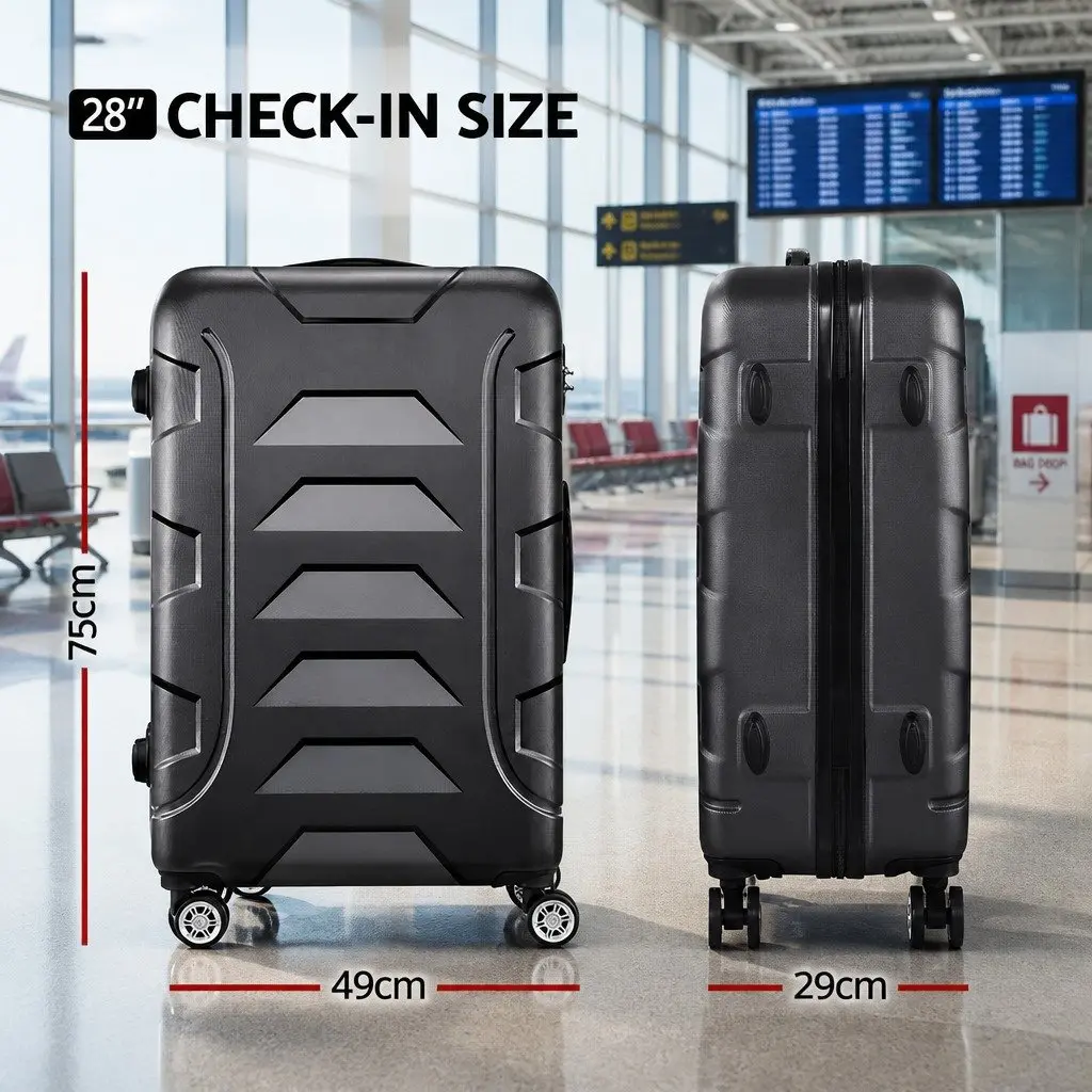 28 Inch Hard Shell Luggage Travel Suitcase Black