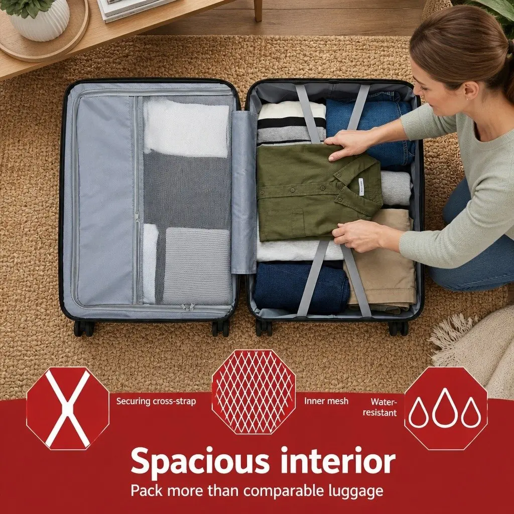 Luggage Suitcase Set Hard Shell Travel Bag 3 Piece Grey Green