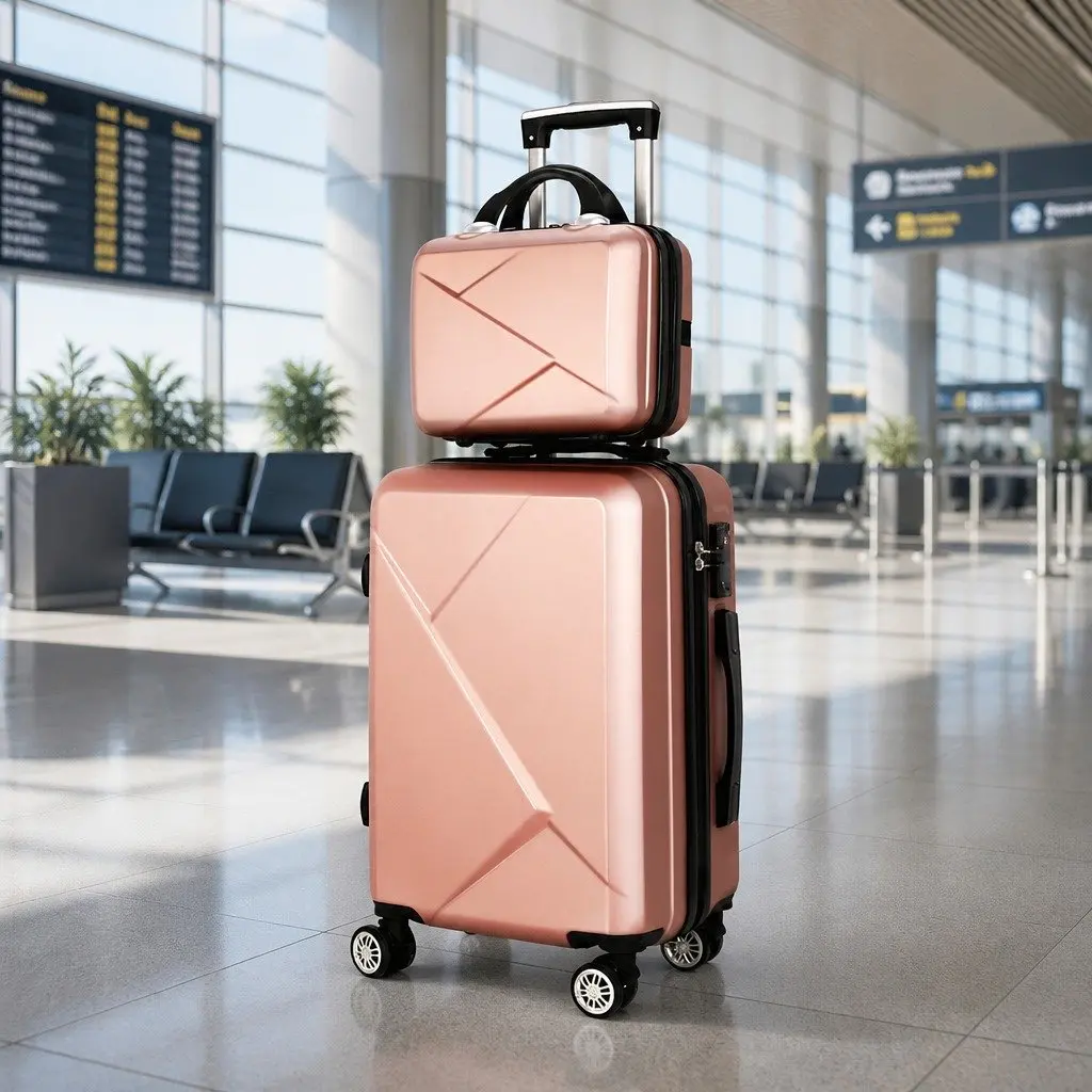 2 Piece Luggage Set Hard Shell Suitcase 20 Inch 12 Inch Rose Gold