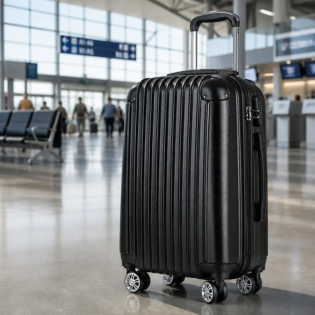 Hard Shell Luggage Carry On Suitcase 20 Inch Code Lock Wheels Black