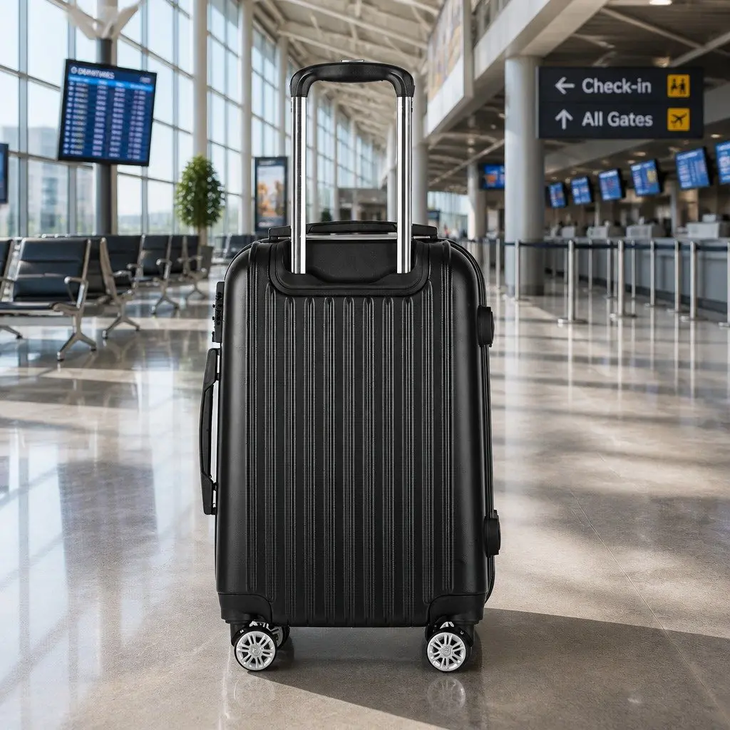 Hard Shell Luggage Carry On Suitcase 20 Inch Code Lock Wheels Black