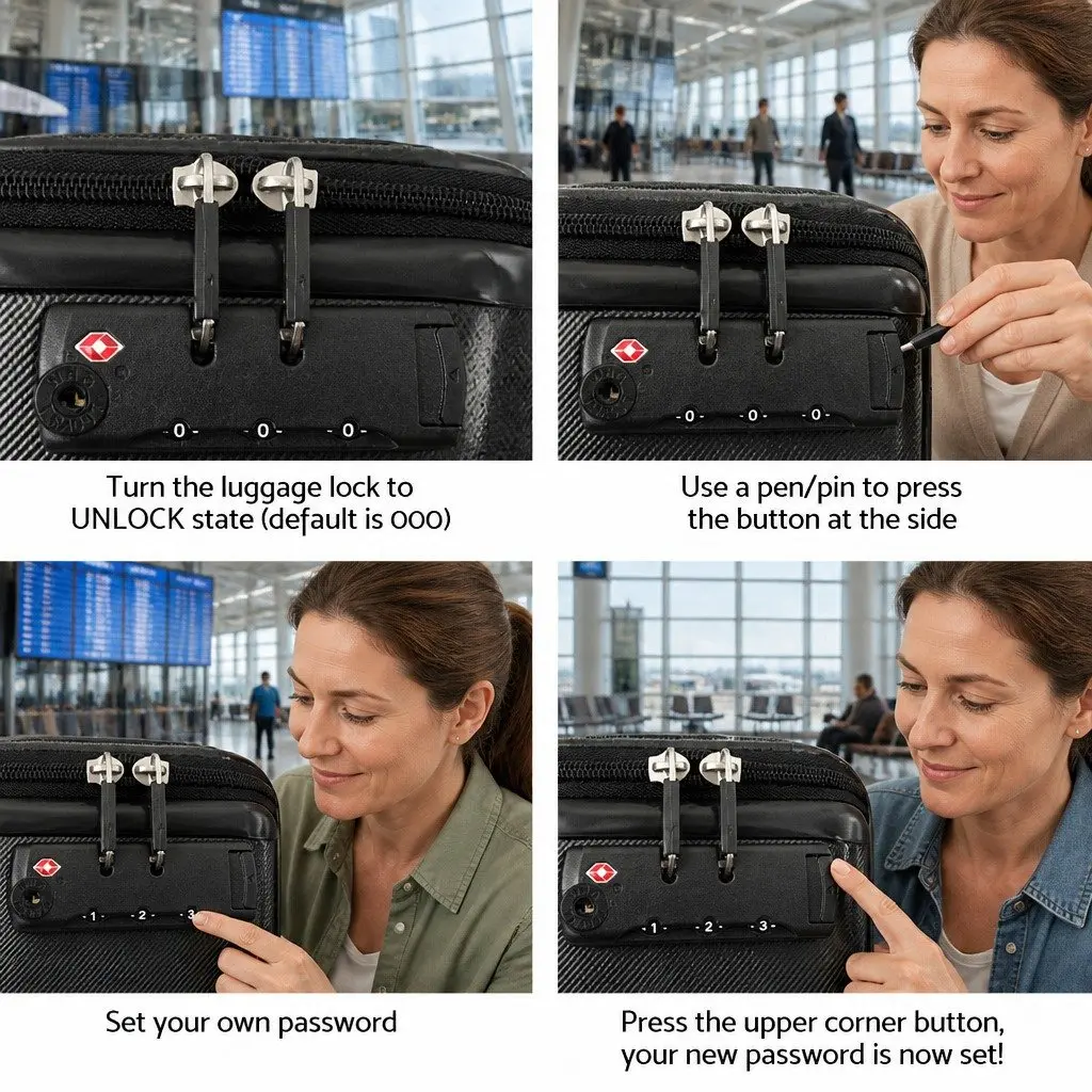 Hard Shell Luggage Carry On Suitcase 20 Inch Code Lock Wheels Black