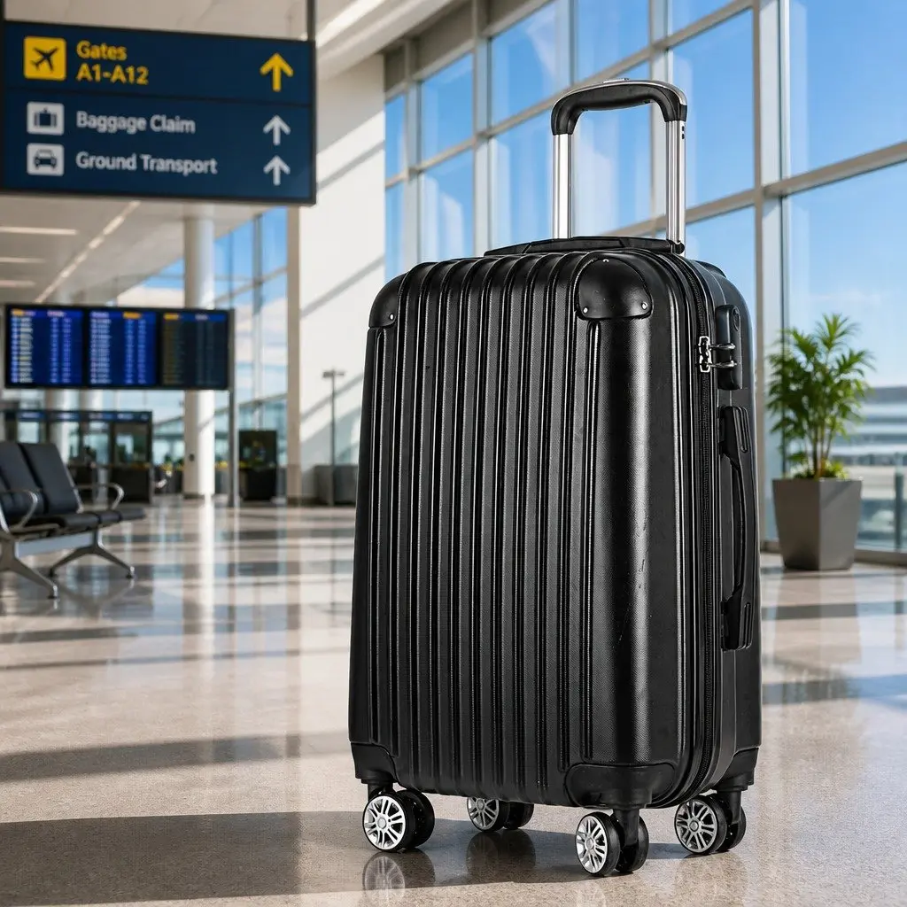24 Inch Luggage Suitcase Hard Shell Carry On Case Travel Black