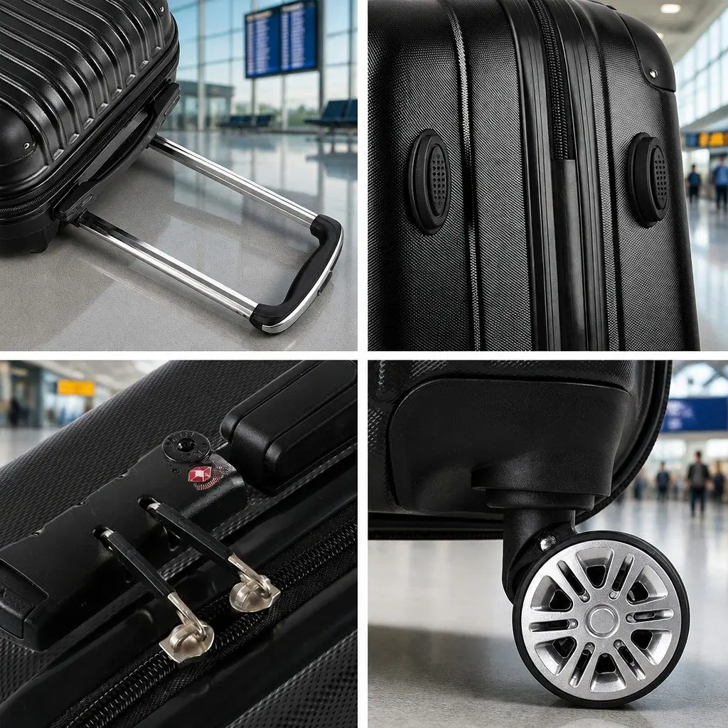 24 Inch Luggage Suitcase Hard Shell Carry On Case Travel Black