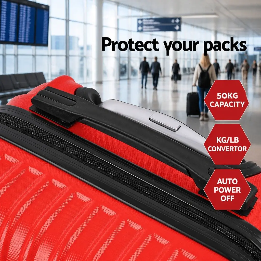 Hard Shell Luggage Set 2 Piece Carry On Suitcase 20 Inch 28 Inch Red