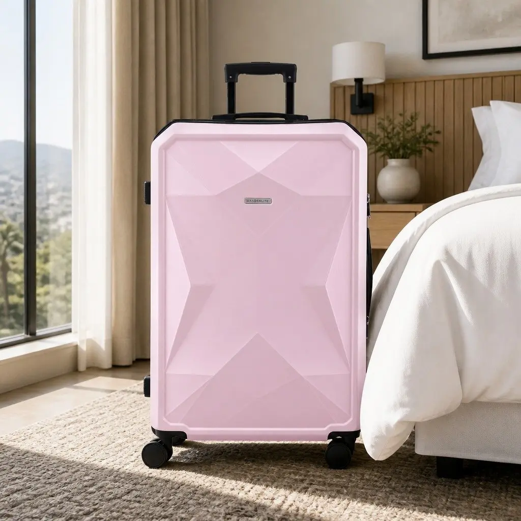 28 Inch Luggage Suitcase Hardshell Travel Case Pink Lightweight Trolley
