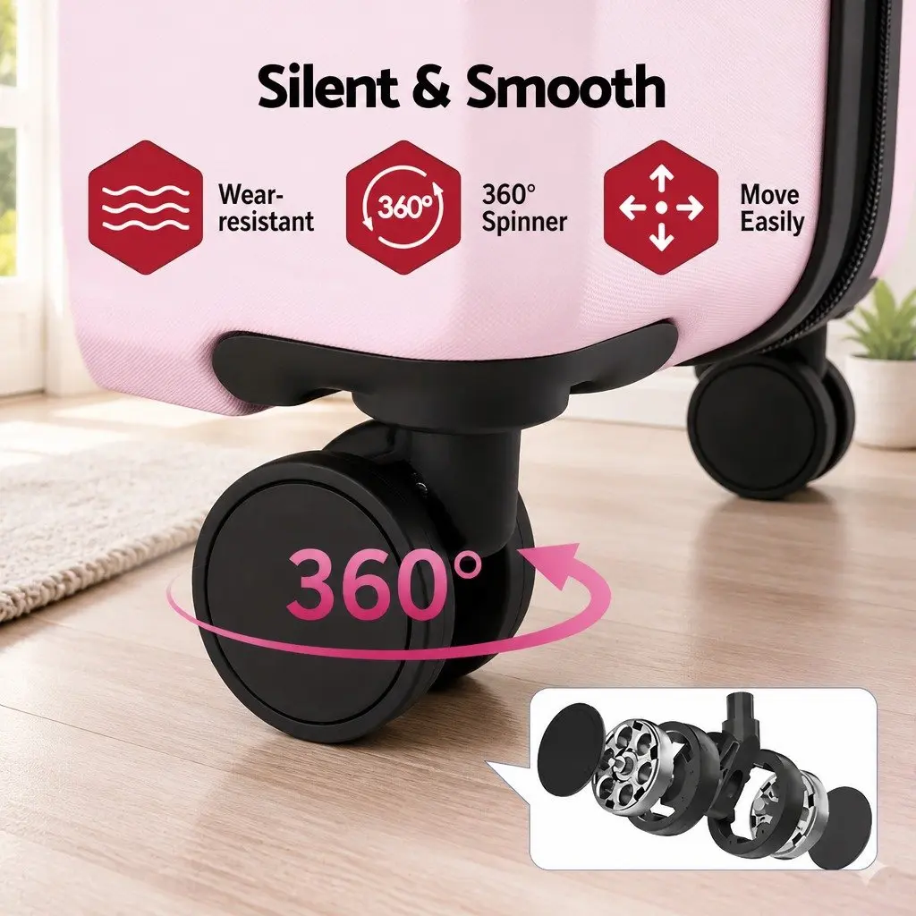28 Inch Luggage Suitcase Hardshell Travel Case Pink Lightweight Trolley