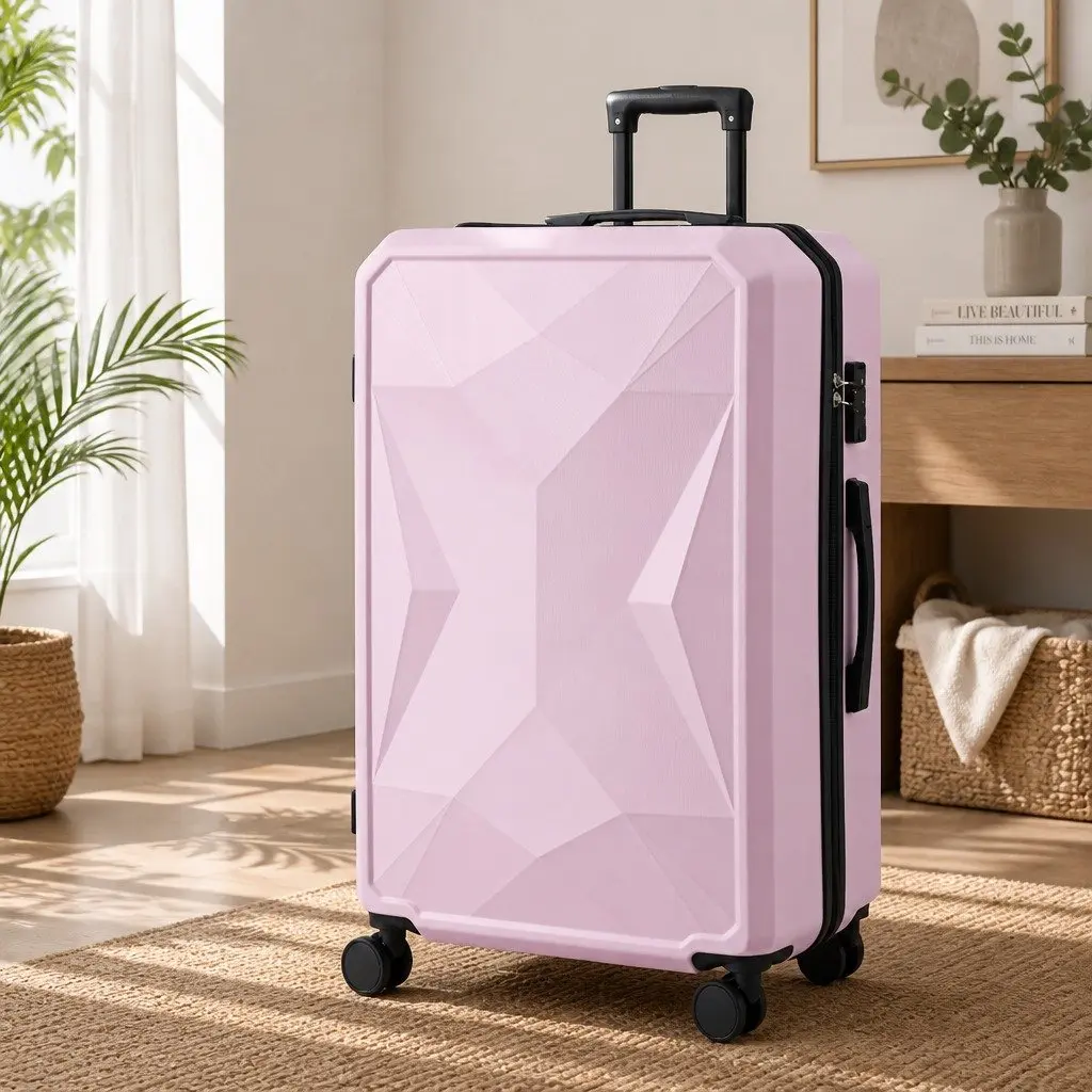 28 Inch Luggage Suitcase Hardshell Travel Case Pink Lightweight Trolley