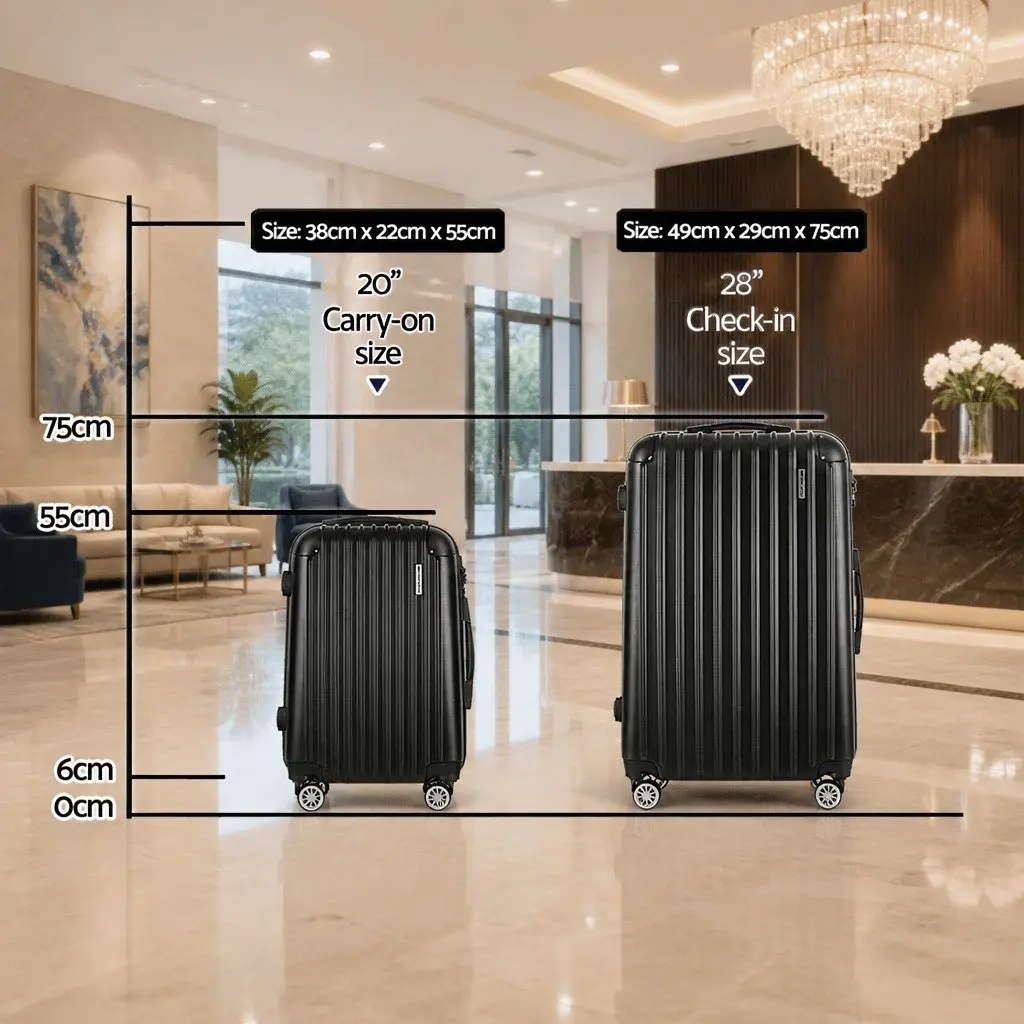 Hard Shell Luggage Set 20in 28in Travel Suitcase Trolley Dark Grey