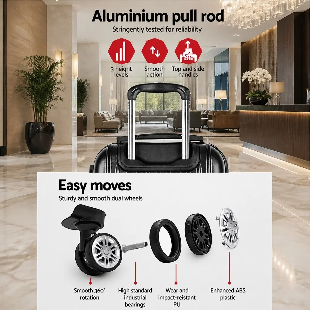 Hard Shell Luggage Set 20in 28in Travel Suitcase Trolley Dark Grey